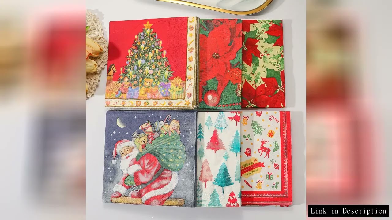 Christmas Party Napkins Disposable Dinner Serviettes Santa Claus Christmas Tree Gifts Flower Element