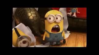 Minion says 'what?' (with sound) GIF