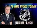Tuesday 12 NHL Betting Picks | Expert Predictions 3/10/26