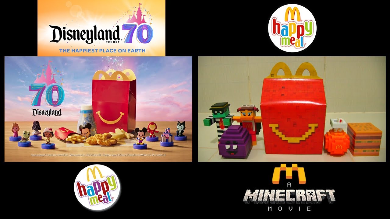 McDonald's Disney 70th Anniversary Happy Meal VS McDonalds Minecraft Happy Meal Comparison