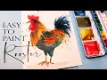Easy Rooster Painting [Step by Step] Watercolor Tutorial/ Easy for Beginners