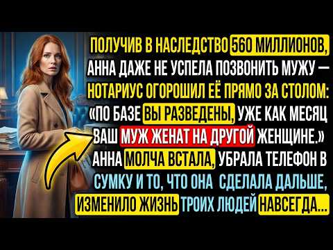 Получив в наследство 560 млн, Анна узнала от нотариуса, что её муж уже месяц женат на другой...