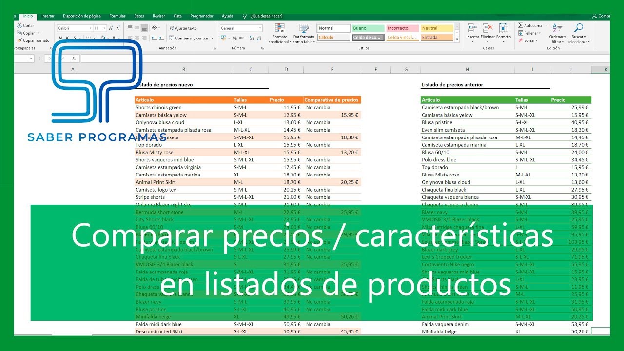 Excel | Comparar precios de productos en Excel. Comparar precios de  proveedores. Español HD - YouTube