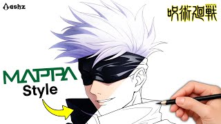 How I Drew Gojo Satoru In Mappa Style Anime Drawing