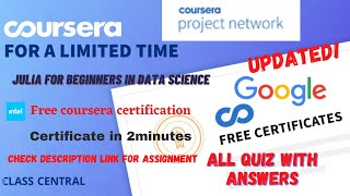 Julia for Beginners in Data Science, All Quiz Answers.#coursera #learning #learn #answers #quiz