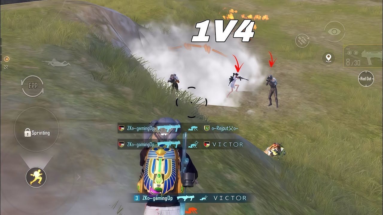 1 V 4 DBS clutch in open area🔥, when enemies have dbs then Hard beed high ❤️