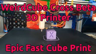WeirdCube Cross Beta 3D Printer - Epic Fast Cube (timelapse) to provoke Ringing