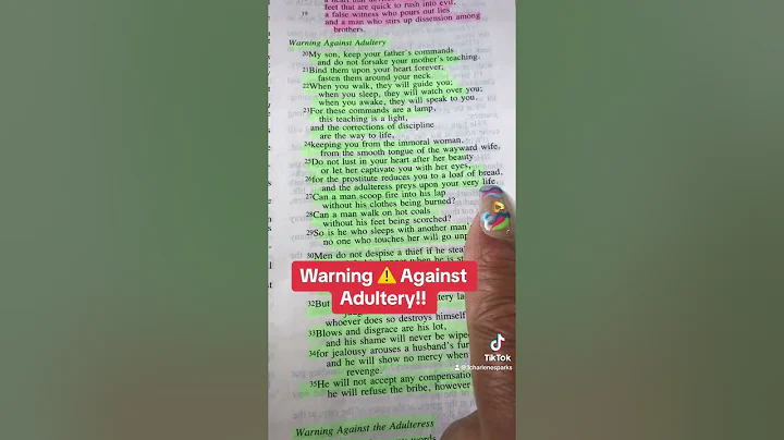 Warning ⚠️  Against Adultery Proverbs 6:20-35 NIV Translation