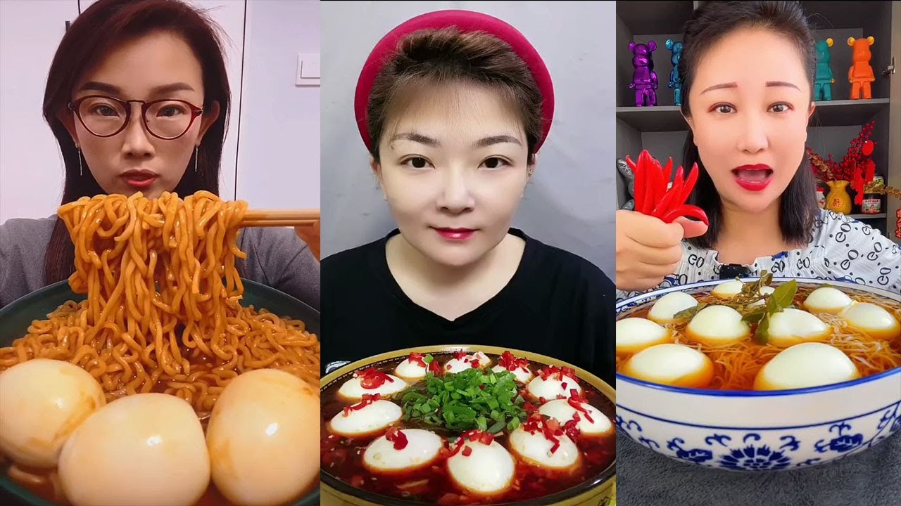 Mukbang ASMR 매운 국수와 계란 | Spicy Noodles paired with Soft Boiled Eggs (Dining Sounds)