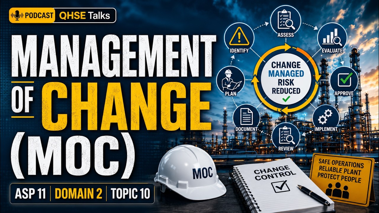 ASP 11 Domain 2 Topic 10 | Management of Change (MOC) Explained | Process Safety Management (PSM)