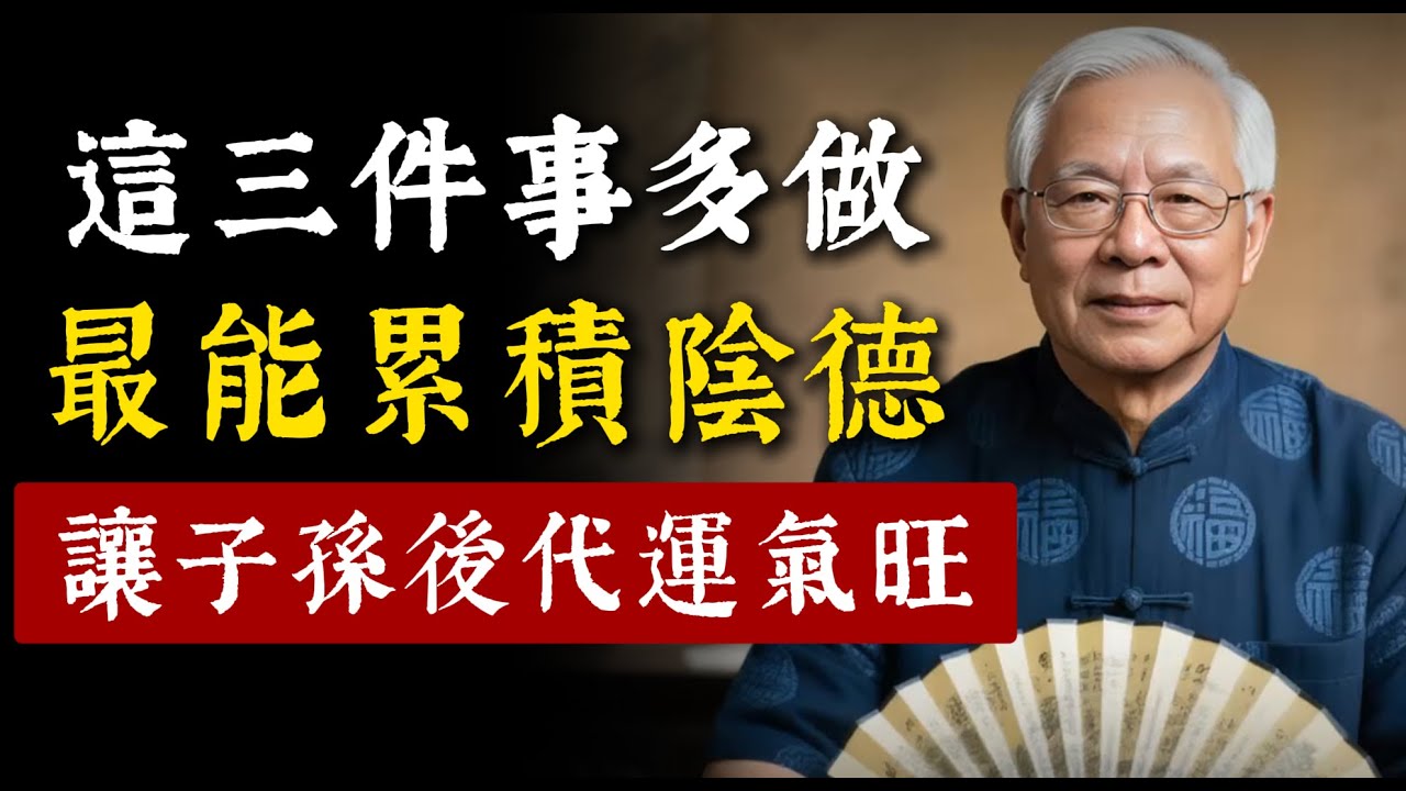 子孫運氣好不好，關鍵在陰德！積德行善福澤三代，這三件事最能累積陰德，做過一件已是大功德