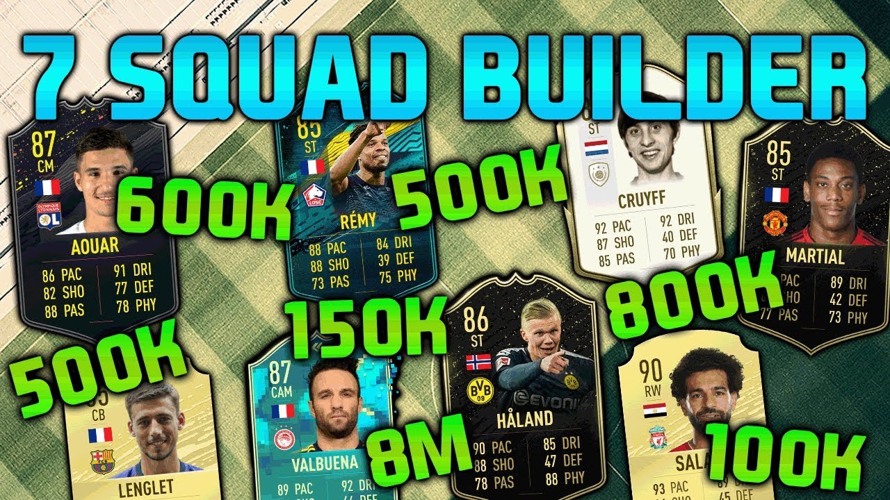 FIFA 20 SQUAD BUILDER 100K 150K 500K 500K 600K 800K 8M HYBRID SQUAD BUILDER FUT CHAMPIONS TEAM