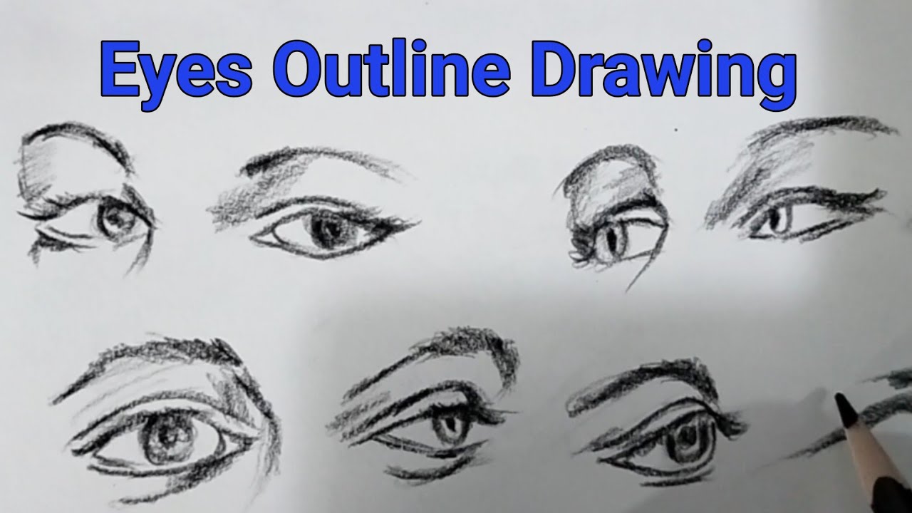 How to Draw ll Eyes different angle Drawing ll step by step Eye outline ...