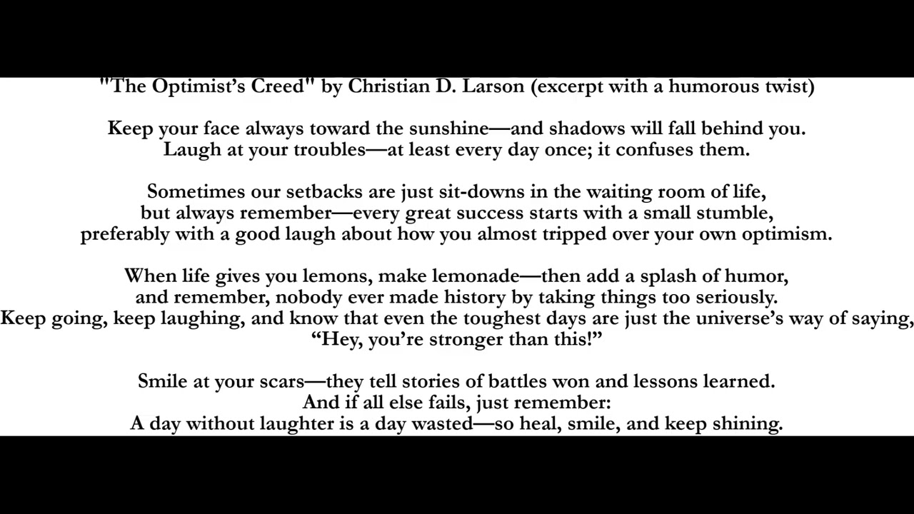 Excerpts from The Optimist's Creed