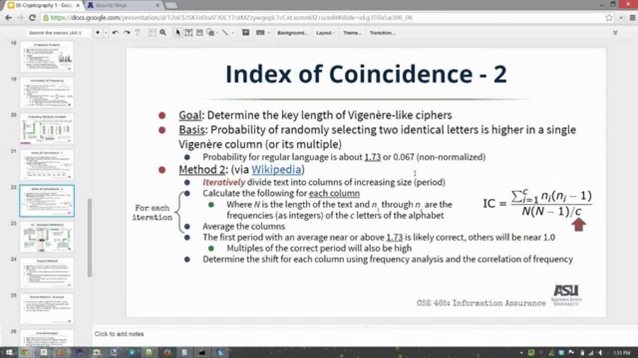 Explanation of Index of Coincidence