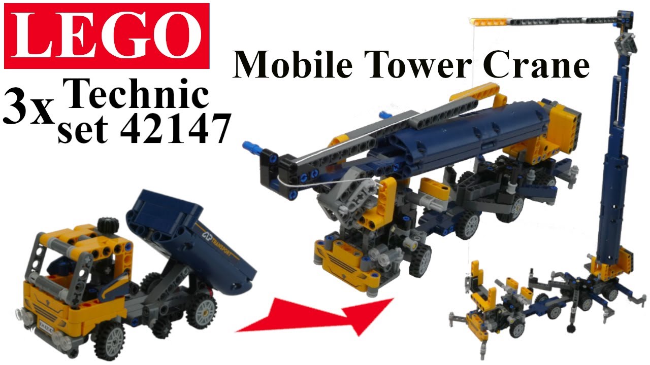 3x LEGO Technic set 42147 conversion to Mobile Tower Crane (DIY and TUTORIAL)