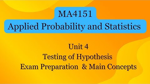 Preparation for MA4151 Paper - Unit 4