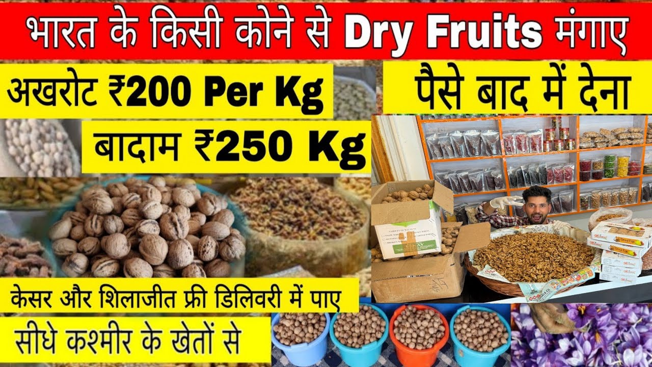 सबसे सस्ता ड्राई फ्रूट्स ₹100 किलो | Dry Fruits Wholesale Market Kashmir Akhrot,Badam,Kesar,Shilajit