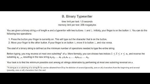 Codeforces Round 1019 Div 2 | B. Binary Typewriter | Constructive Algorithm