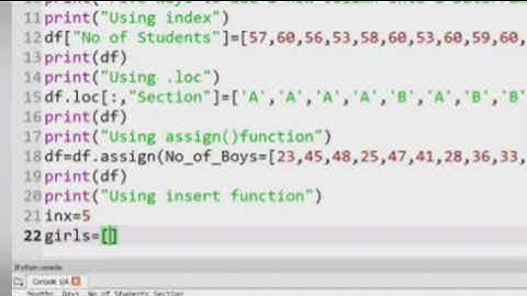 #DataFrame 5:Five ways for adding Column to DataFrame using index, .loc, assign(),insert () concat()