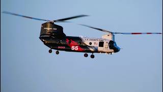 Lemon Fire - Bell 205 & CH-47 Helicopters Used to Fight Wildfires, Palmdale California
