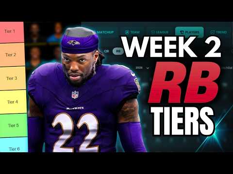 People, Cap, Baseball Cap. Text: MATCHUP TEAM WEEK 2 RB Tier 5 TIERS 22