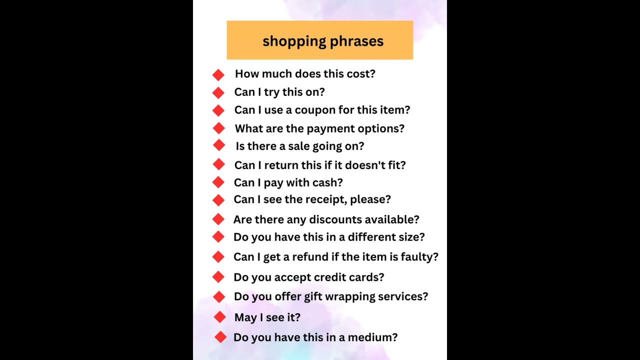 Shopping phrases in English || Basic english 