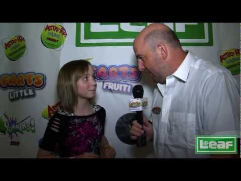 Kayley Stallings is interviewed by Brian Whitman at the Teen Choice Awards/Emmy's gifting room for Leaf Brands