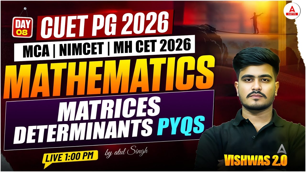 CUET PG 2026 Mathematics matrices determinants pyq |NIMCET MCA ...