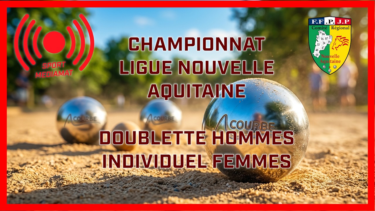 Miniature de la vidéo : 🔴 DIRECT PÉTANQUE | Ligue Nouvelle-Aquitaine - Doublette Hommes & Indiv. Femmes (Dim. Matin)