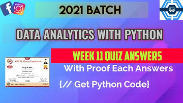 Data Analytics With Python | Week 11 Answers 2021 | NPTEL ||