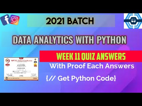 Data Analytics With Python | Week 11 Answers 2021 | NPTEL ||