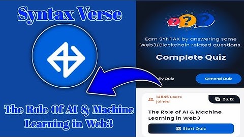 Syntax Verse General today quiz answer| The Role  Of AI & Machine Learning in Web3 Quiz Answer