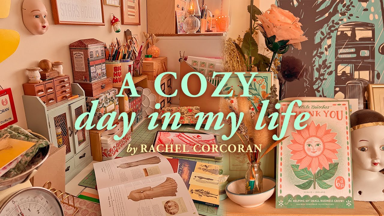 Cozy Illustration Art Studio Day in My Life, Small Business Packaging ...