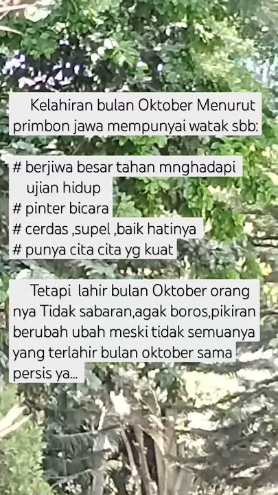 Kelahiran Bulan Oktober dan sifatnya #lahir #bulan #primbonjawa #oktober
