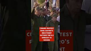 Cubans protest Raul Castro's indictment outside the U.S embassy in Havana.#cuba #raulcastro