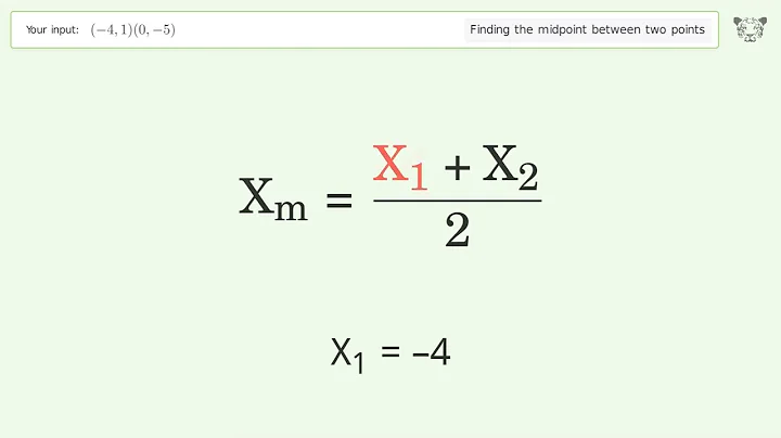 Find the midpoint between two points p1 (-4,1) and p2 (0,-5): Step-by-Step Video Solution