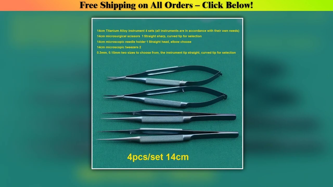 4pcs/set 14cm Titanium microsurgical instruments microsurgery instruments Kit scissors needle