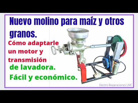 Esencialmente Hostil ego Nuevo molino de maíz, con motor y transmisión de lavadora de 2 tinas.  Fácil, económico y muy útil. - YouTube