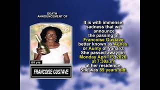 Francoise Gustave ~ Short Obituary Francoise Gustave ~ Short Obituary