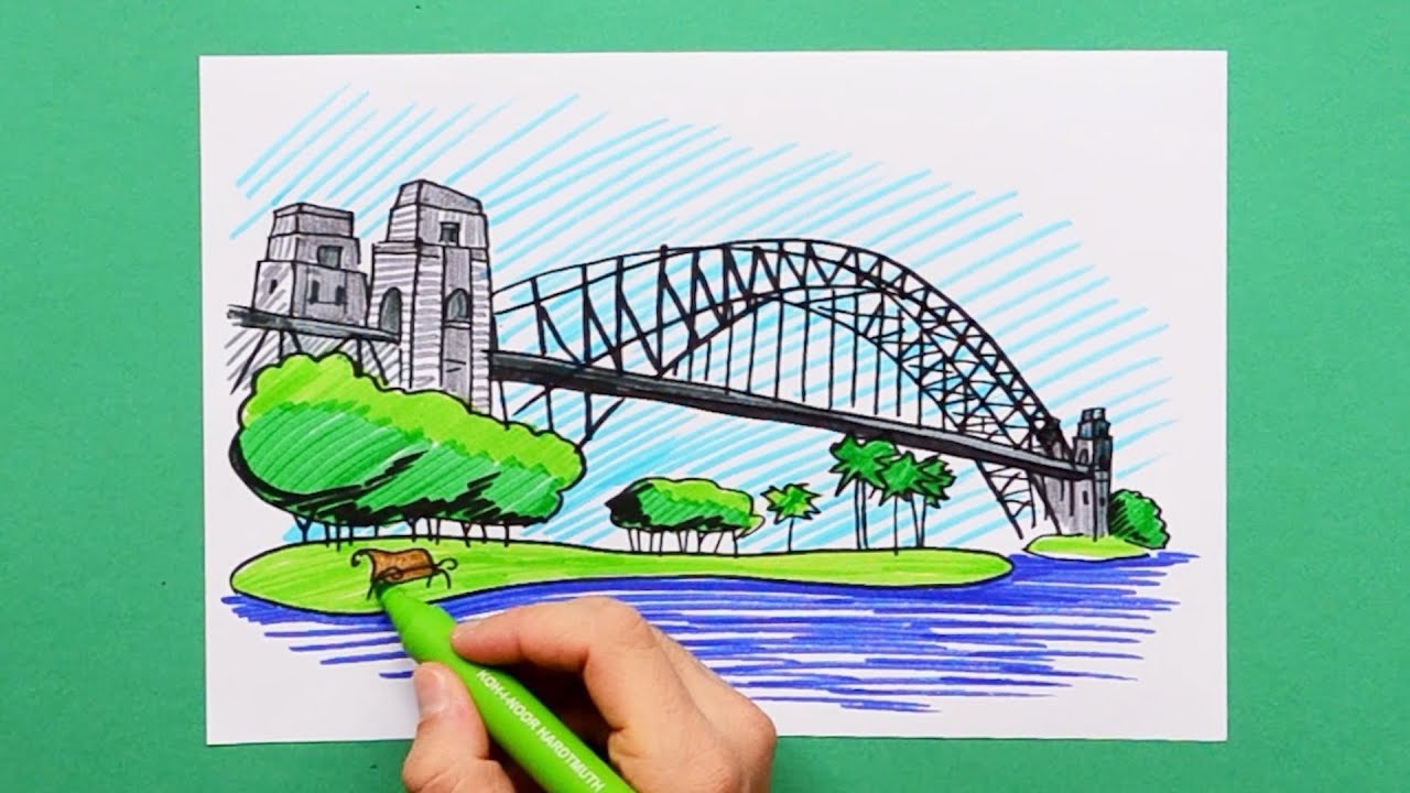 One continuous line drawing Sydney Harbour... - Stock Illustration  [70180717] - PIXTA