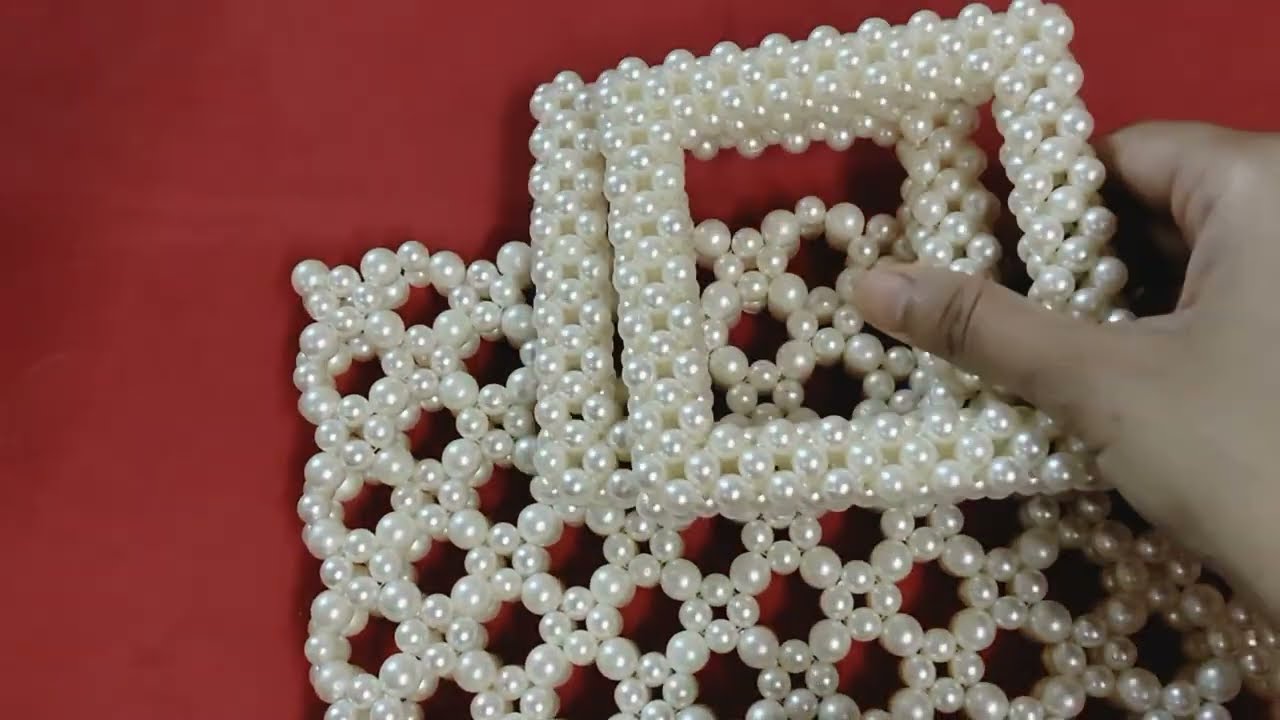 HOW TO MAKE BEADED HANDLE FOR BAG/SQUARE handle for beaded bag| Pearl Bag handle tutorial 