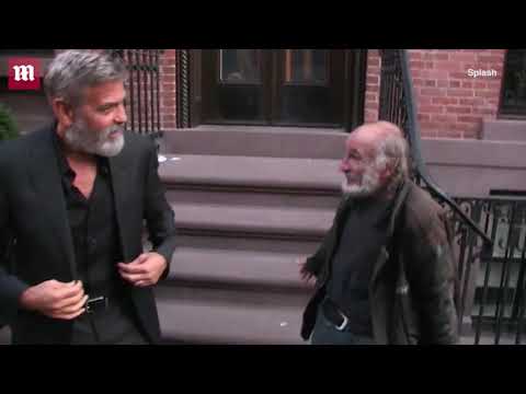 Video George Clooney Greets Ex Hobo Radioman While Out With Amal 