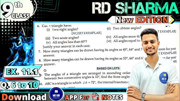 Ex 11.1 Q6 to Q10 | RD Sharma Class 9 | Chapter 11 Triangle and its Angles | CBSE | MD Sir 9