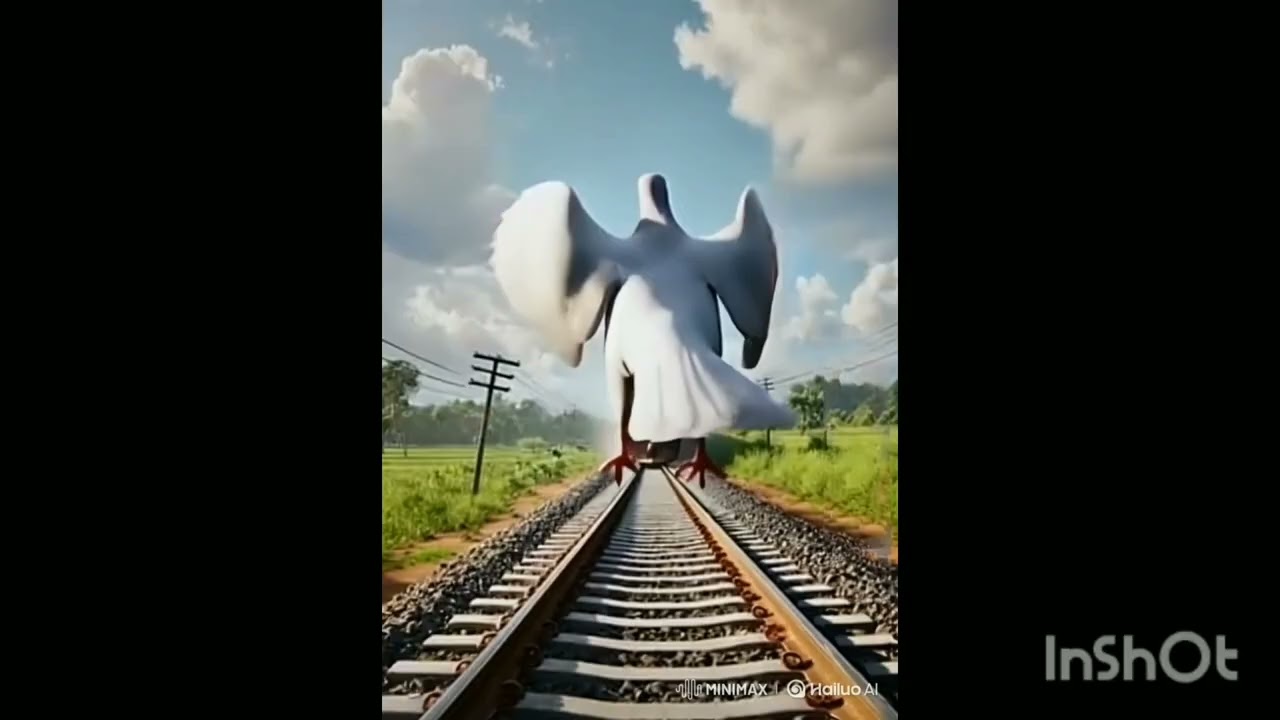 Big pigeon pours water on a plum tree daring on the hote sun railway ticket