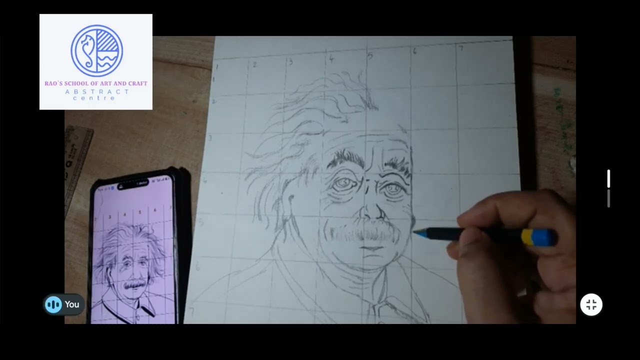 Portraits sketching In a grid/drawing 