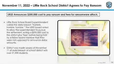 Lessons Learned from 2022 Cyber Attacks -  Little Rock School District Cyber Attack