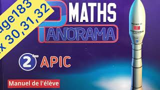 Panorama Maths 2AC page 183 Exercices 30,31 et 32