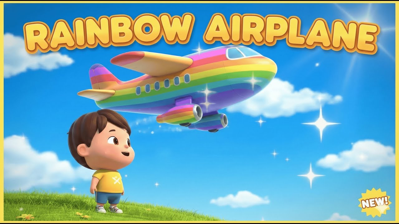 Rainbow Airplane Song ✈️🌈 | Kids Dance & Action Song | Cute 3D Animation