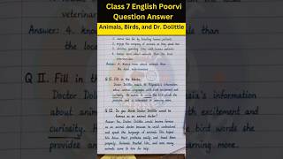 Animals, Birds and Dr Dolittle Question Answer | Class 7 English Poorvi #class7 #class7english #qna